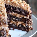 German Chocolate Cake, served on a platter.