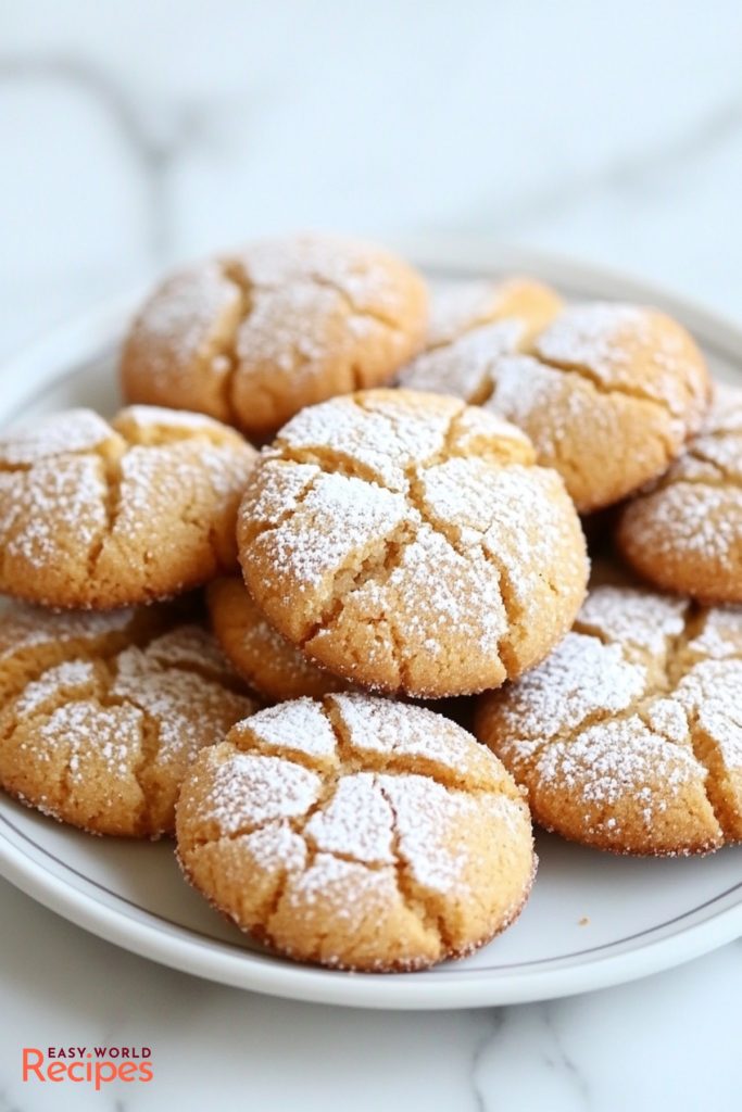 Italian Amaretti Cookies, on a white plate.