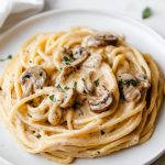 Creamy Mushroom Pasta served on a plate.