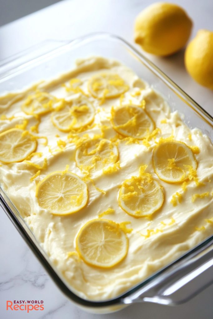 Lemon Tiramisu in a glass pan