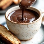 Thick Italian Hot Chocolate, served with cookies.