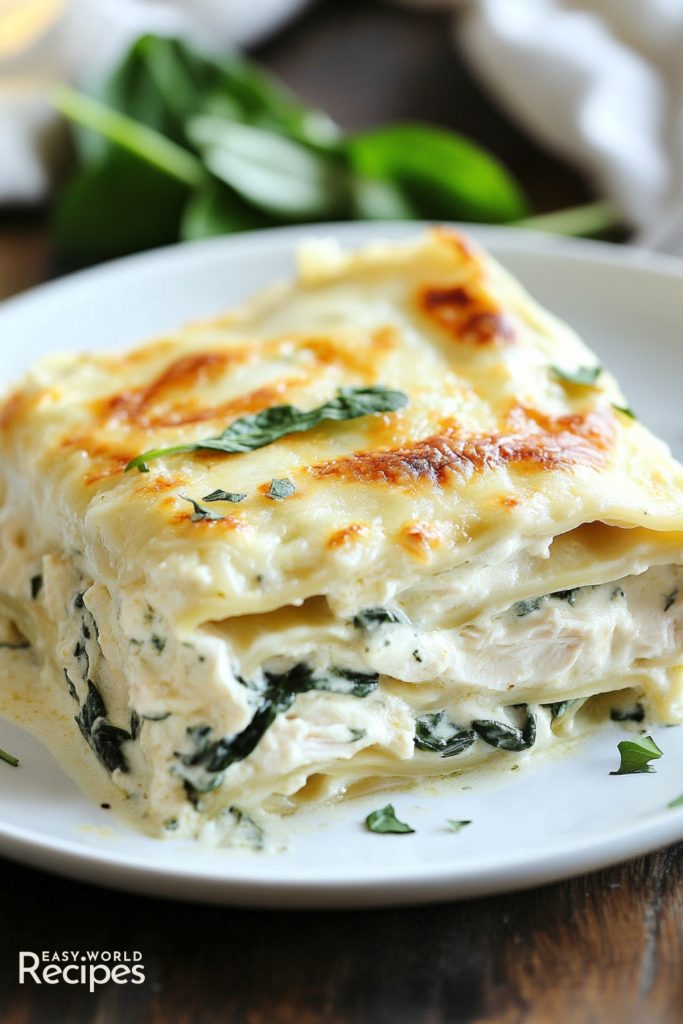 White Chicken Lasagna with Spinach - EasyWorldRecipes