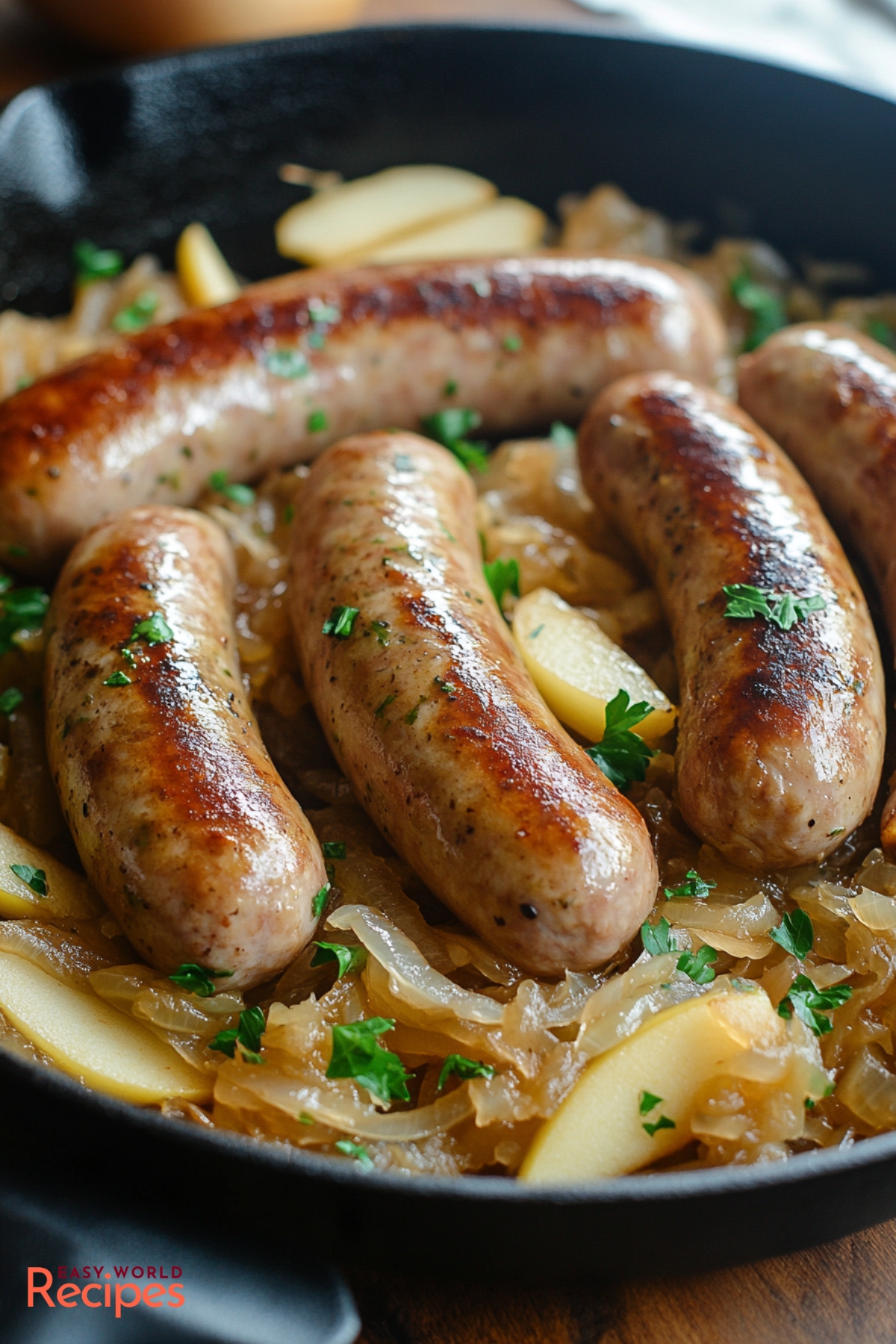 German Bratwurst with Sauerkraut Recipe - EasyWorldRecipes