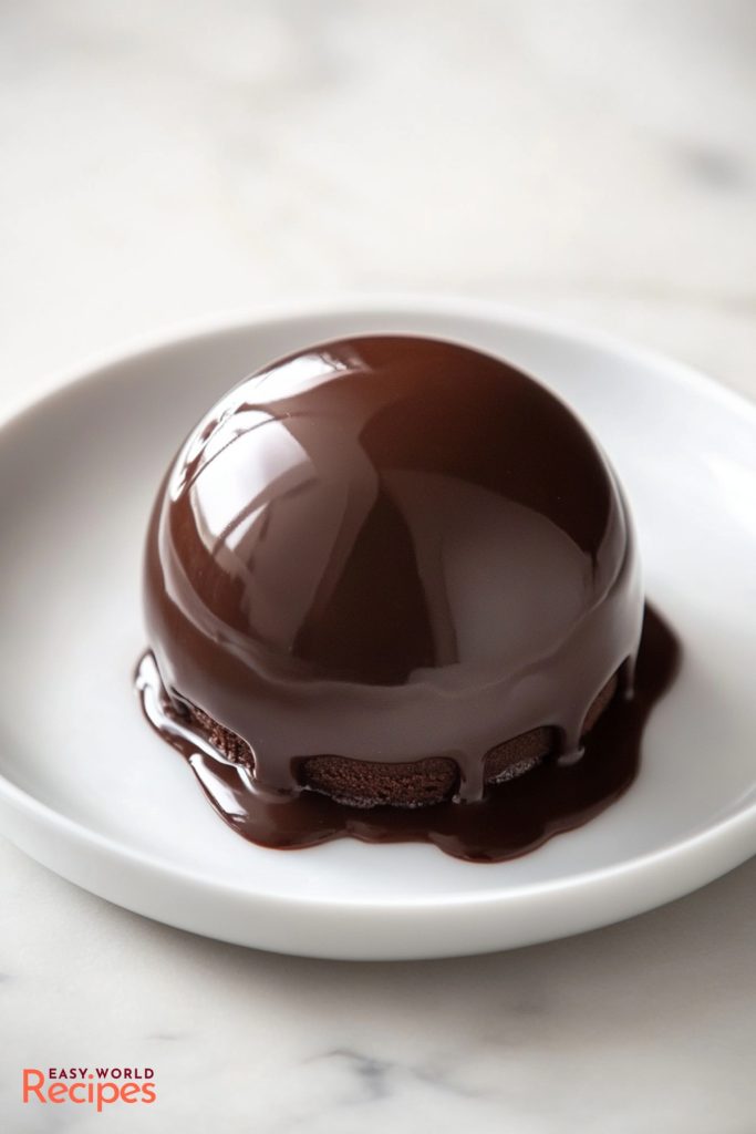 Italian Tartufo, served on a white plate.