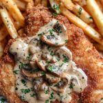Jägerschnitzel, served with fries.