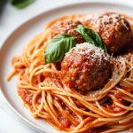 Spaghetti and Meatballs, on a plate