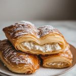 Italian Sfogliatelle, served on a plate.