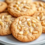 Pignoli cookies, served on a white plate.