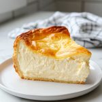 A slice of Käsekuchen (German Cheesecake)