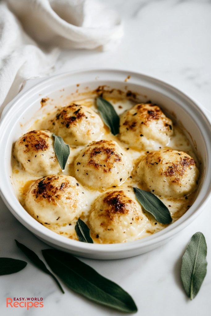 Ricotta Gnudi in Cheese Sauce