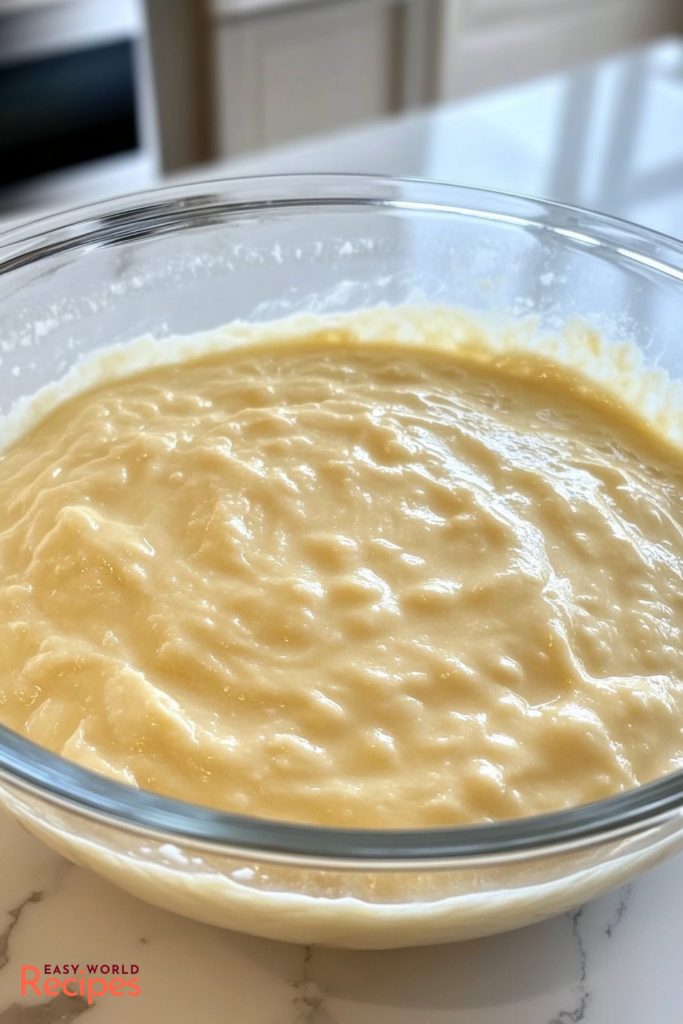 Traditional Italian Pizzelle Dough, in a glass bowl.