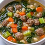 Traditional Italian Wedding Soup, in a bowl.