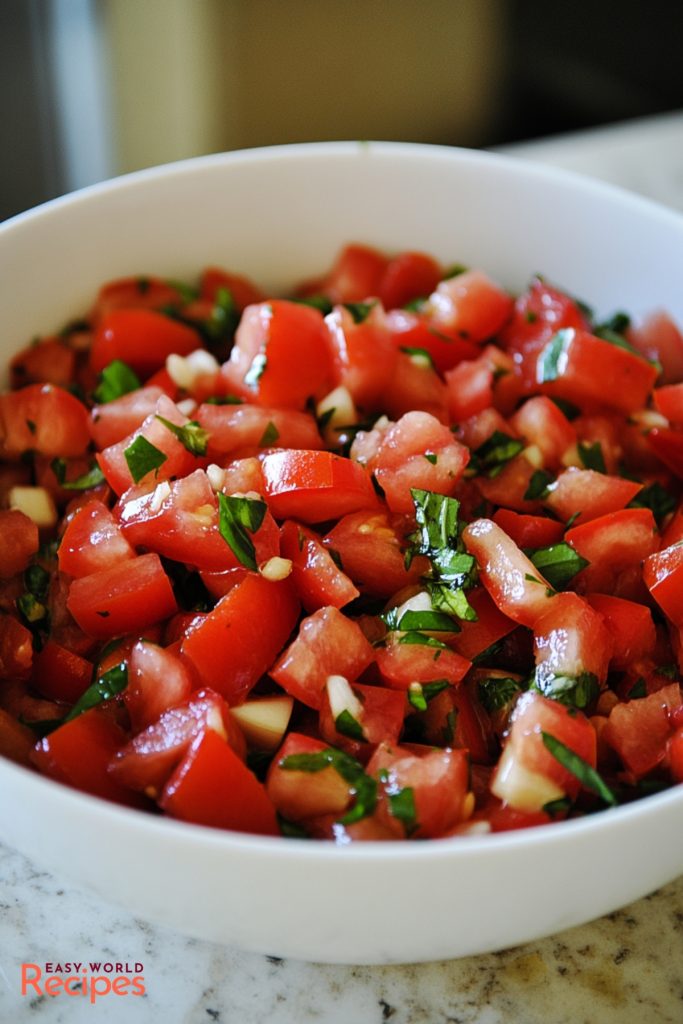 Italian Tomatoes for Bruschetta, in a bowl.