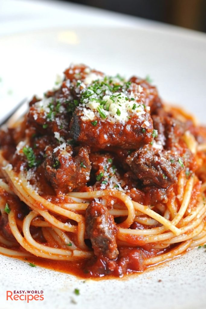 Italian Sunday Sauce (Ragù della Domenica) With spaghetti.