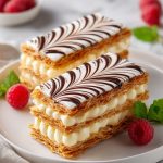 French Mille-Feuille slices served on a plate.
