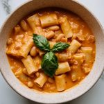 Traditional Pasta e Fagioli, in a deep dish.