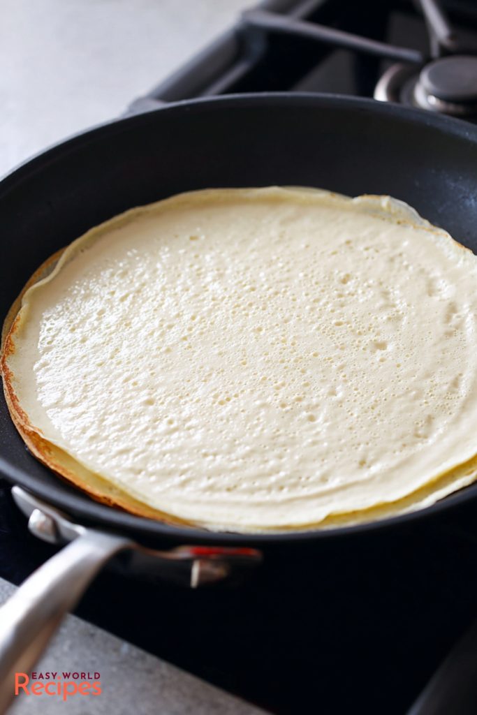 Palačinky (Czech Crepes), on a pan.