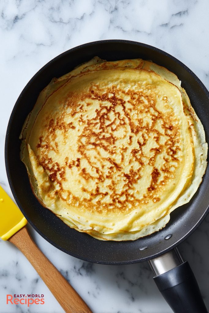 Traditional Czech Palačinky, on a pan.