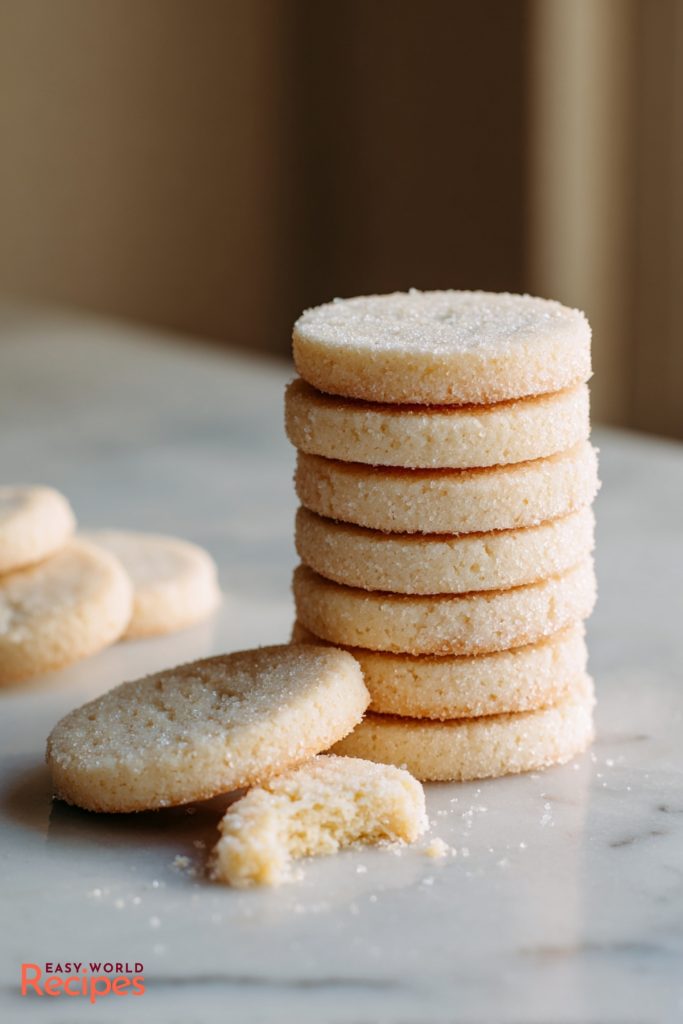 German Heidesand cookies on a marble countertop.