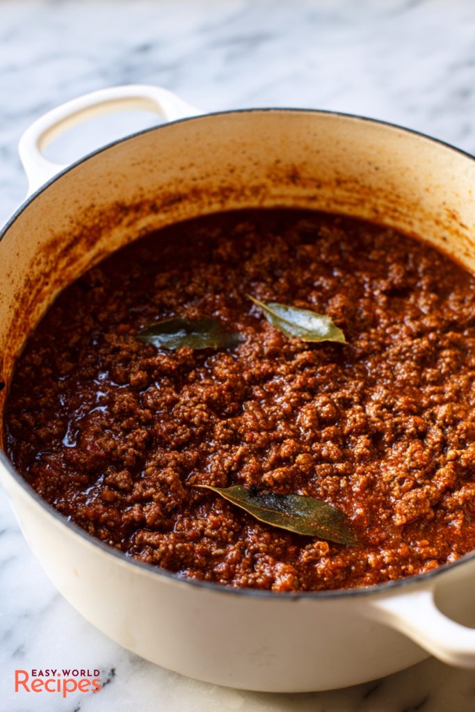Pastitsio Sauce, in a pot.