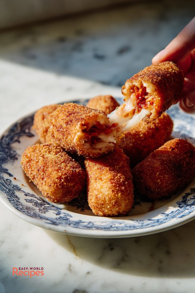 Italian Supplì al Telefono, on a plate.