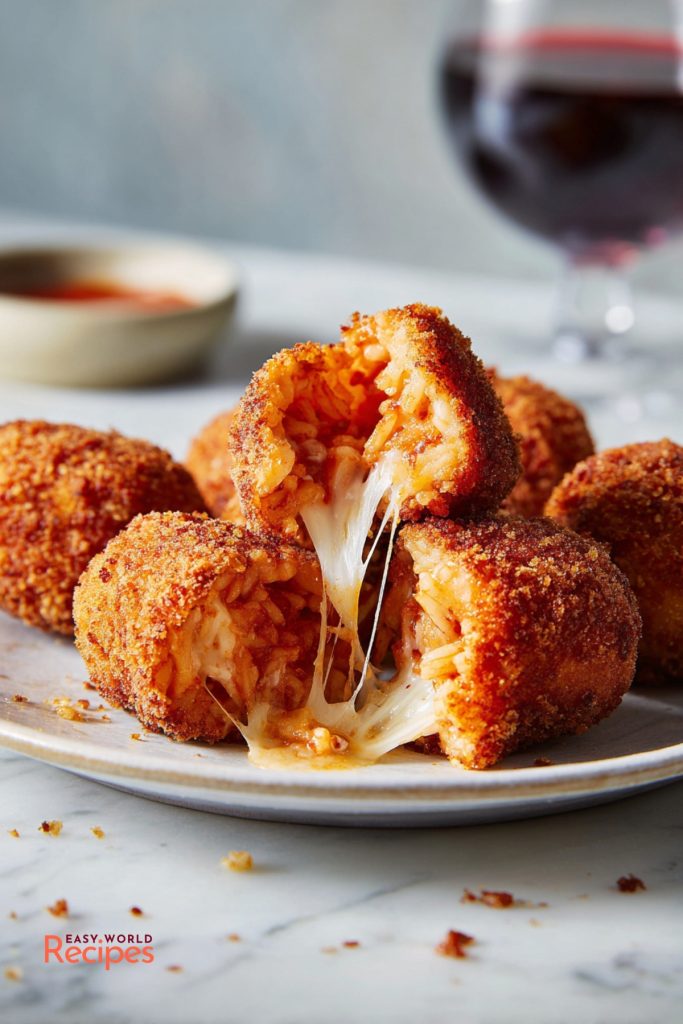 Supplì al Telefono, served on a plate.