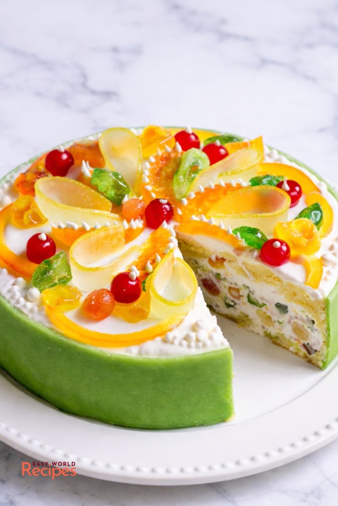 Cassata Siciliana, served on a platter