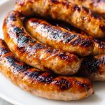 Loukaniko, Greek Sausage, on a plate.