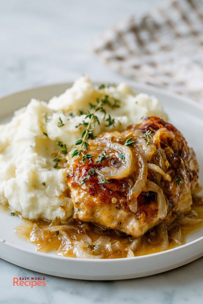 French onion chicken with mashed potatoes