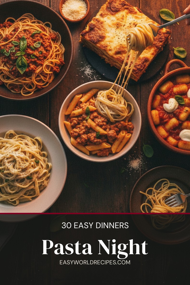 30 easy pasta dinner ideas - bolognese, carbonara, alfredo, baked pasta and more